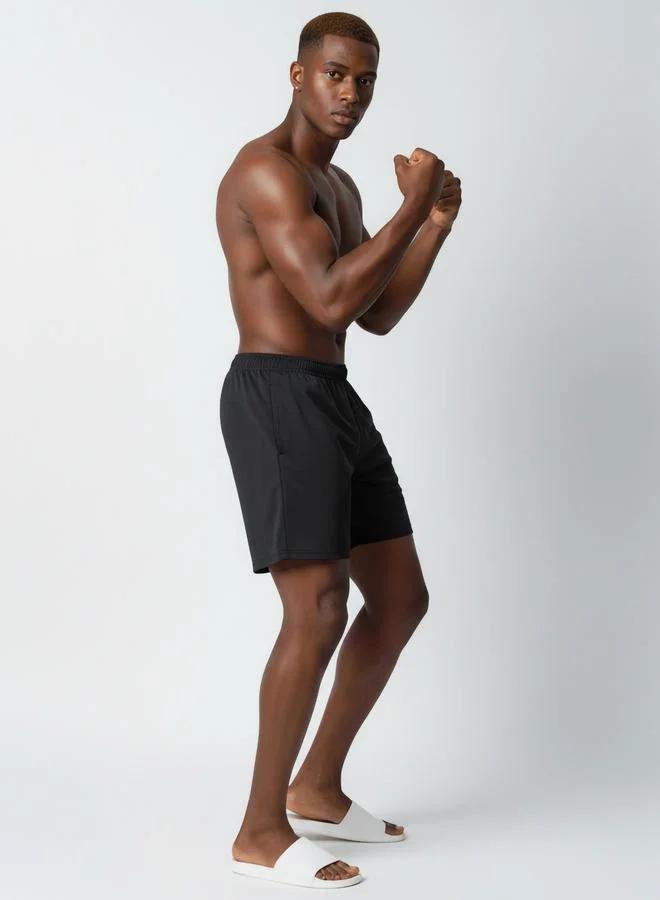 Clans&Hans Men Black Four-Way Lycra Shorts